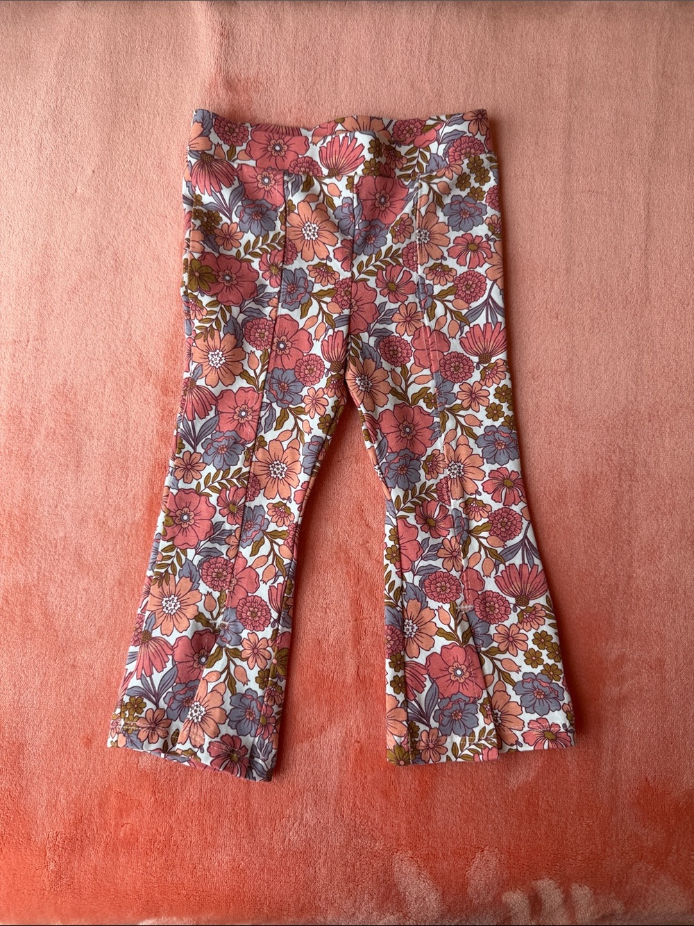 Haute Hippie Kids Floral Bell-Bottom Leggings in Pink and Blue